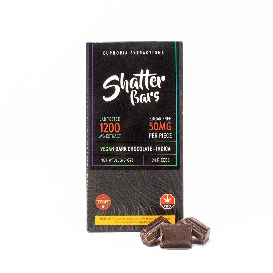 EUPHORIA EXTRACTIONS THC VEGAN SUGAR FREE DARK CHOCOLATE SHATTER BARS | 250MG-1200 EDIBLES