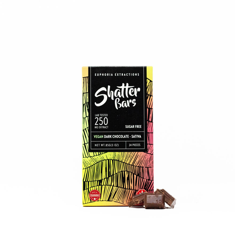 EUPHORIA EXTRACTIONS THC VEGAN SUGAR FREE DARK CHOCOLATE SHATTER BARS | 250MG-1200 EDIBLES