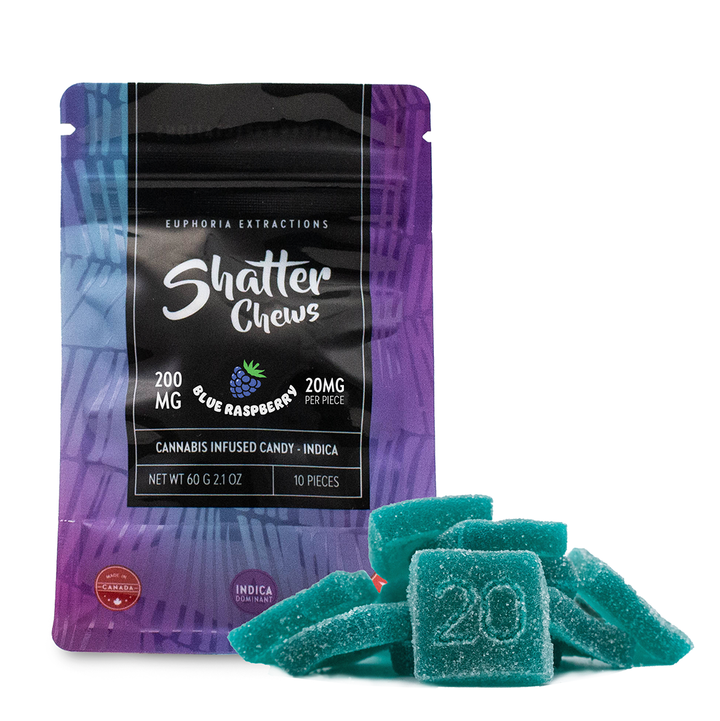 EUPHORIA EXTRACTIONS THC SHATTER CHEWS PACK DE COLLATIONS GÉLULES | 200 MG COMESTIBLES 
