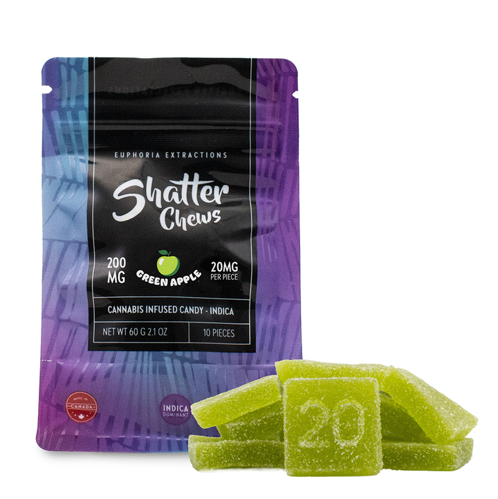EUPHORIA EXTRACTIONS THC SHATTER CHEWS PACK DE COLLATIONS GÉLULES | 200 MG COMESTIBLES 
