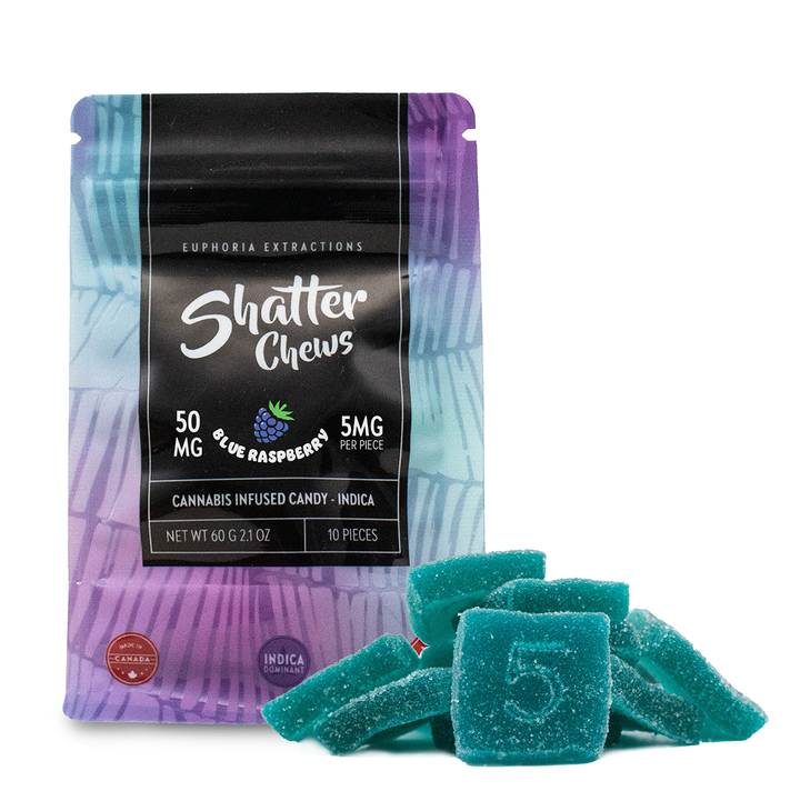 EUPHORIA EXTRACTIONS THC SHATTER CHEWS PACK DE COLLATIONS GÉLULES | 50 MG COMESTIBLES 