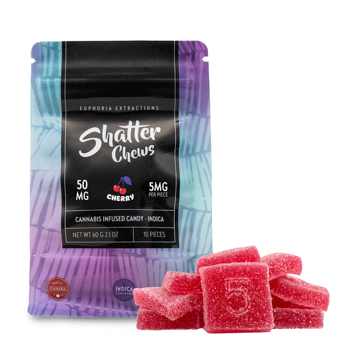 EUPHORIA EXTRACTIONS THC SHATTER CHEWS PACK DE COLLATIONS GÉLULES | 50 MG COMESTIBLES 