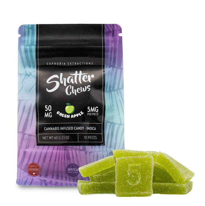 EUPHORIA EXTRACTIONS THC SHATTER CHEWS PACK DE COLLATIONS GÉLULES | 50 MG COMESTIBLES 
