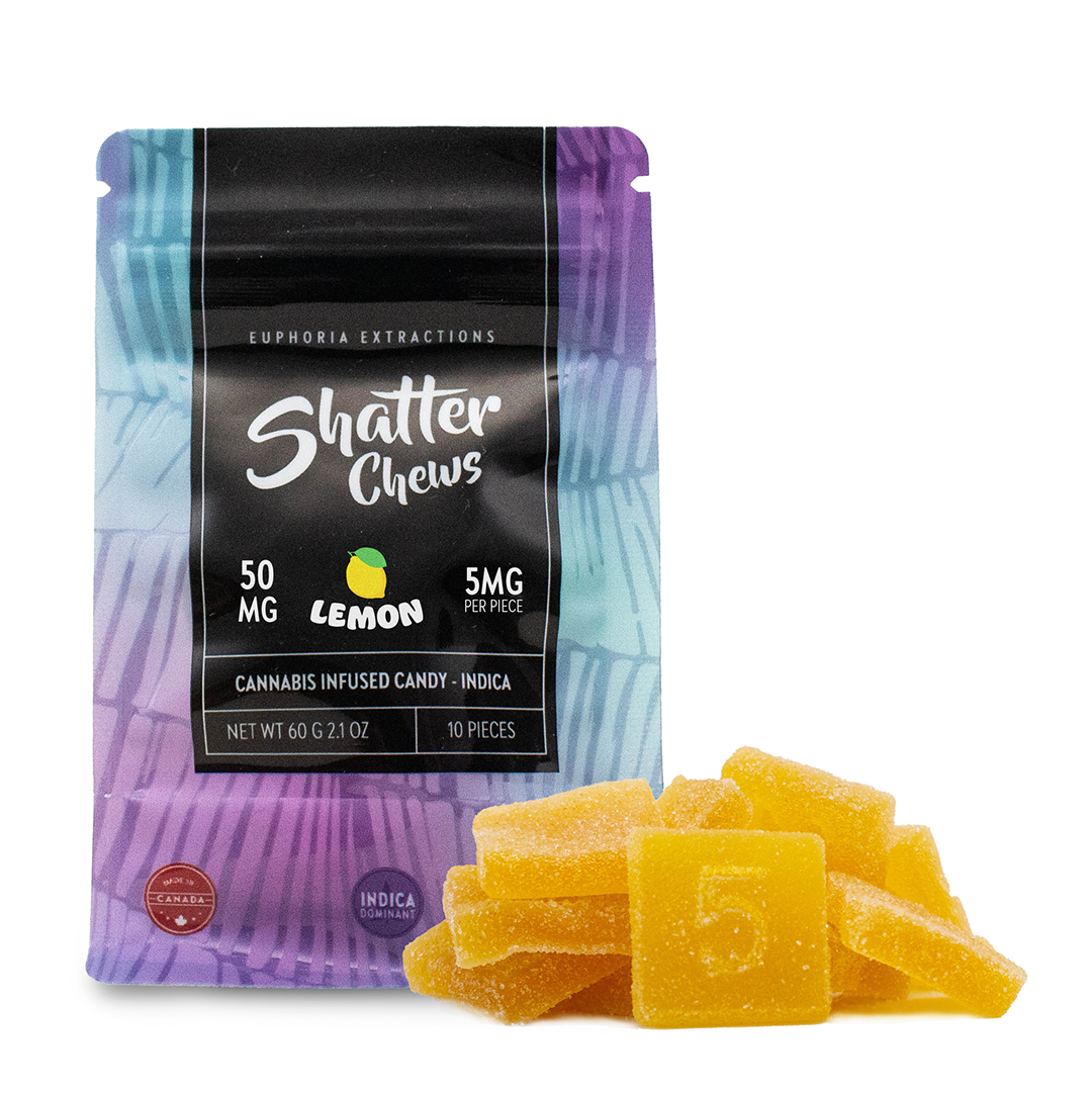 EUPHORIA EXTRACTIONS THC SHATTER CHEWS PACK DE COLLATIONS GÉLULES | 50 MG COMESTIBLES 