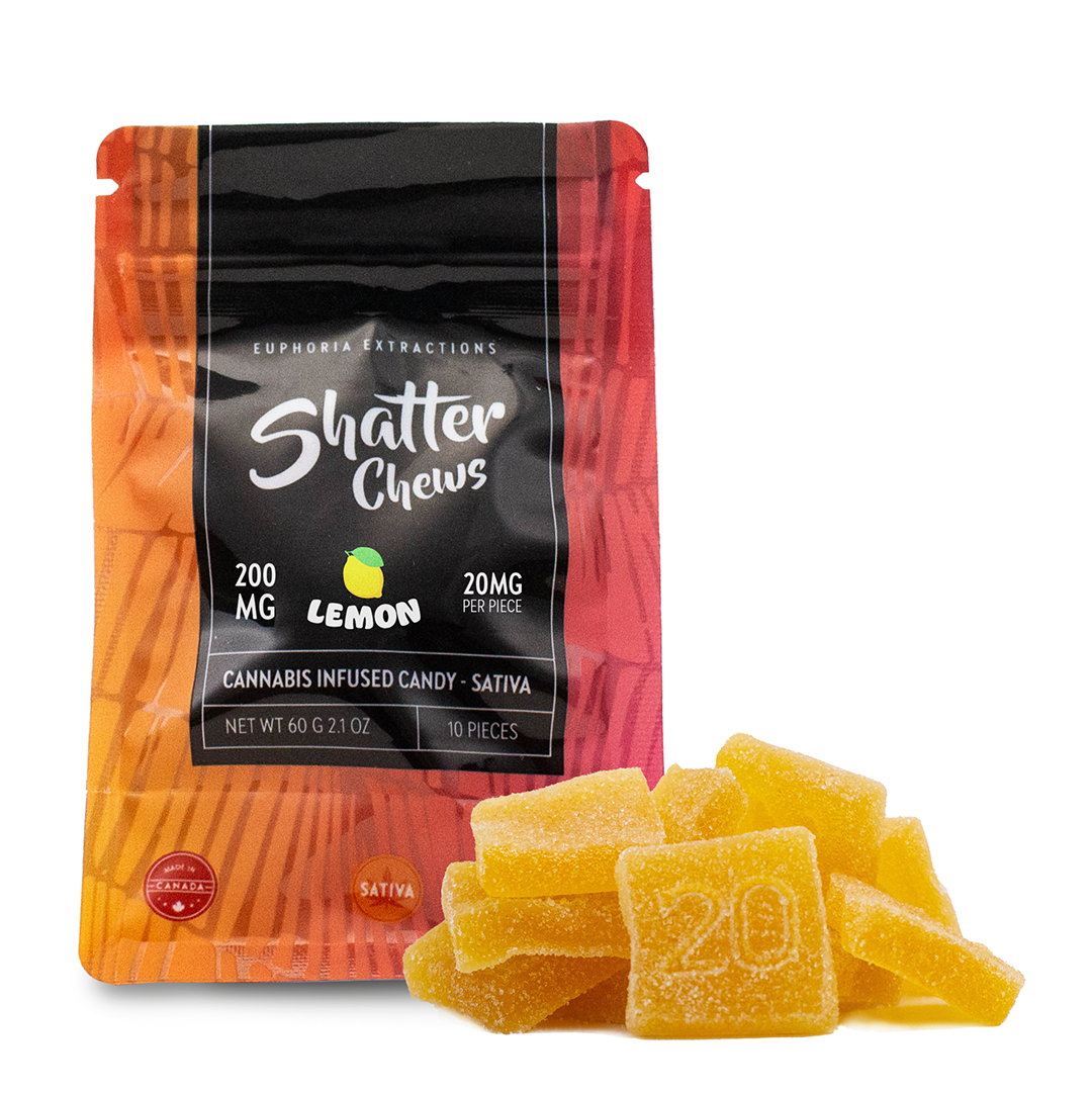 EUPHORIA EXTRACTIONS THC SHATTER CHEWS PACK DE COLLATIONS GÉLULES | 200 MG COMESTIBLES 