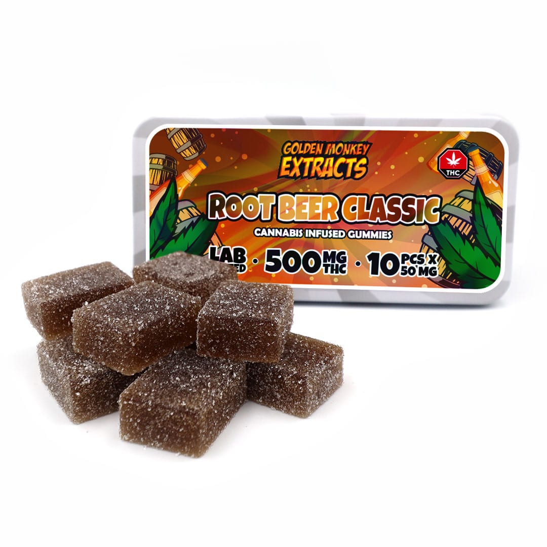 GOMMES À HAUTE DOSE DE THC AUX EXTRAITS DE SINGE DORÉ | 500 MG DE PRODUITS COMESTIBLES 