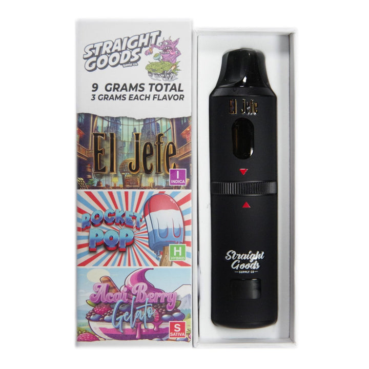 STYLO VAPE JETABLE À TRIPLE CHAMBRE AU THC STRAIGHT GOODS | 9G